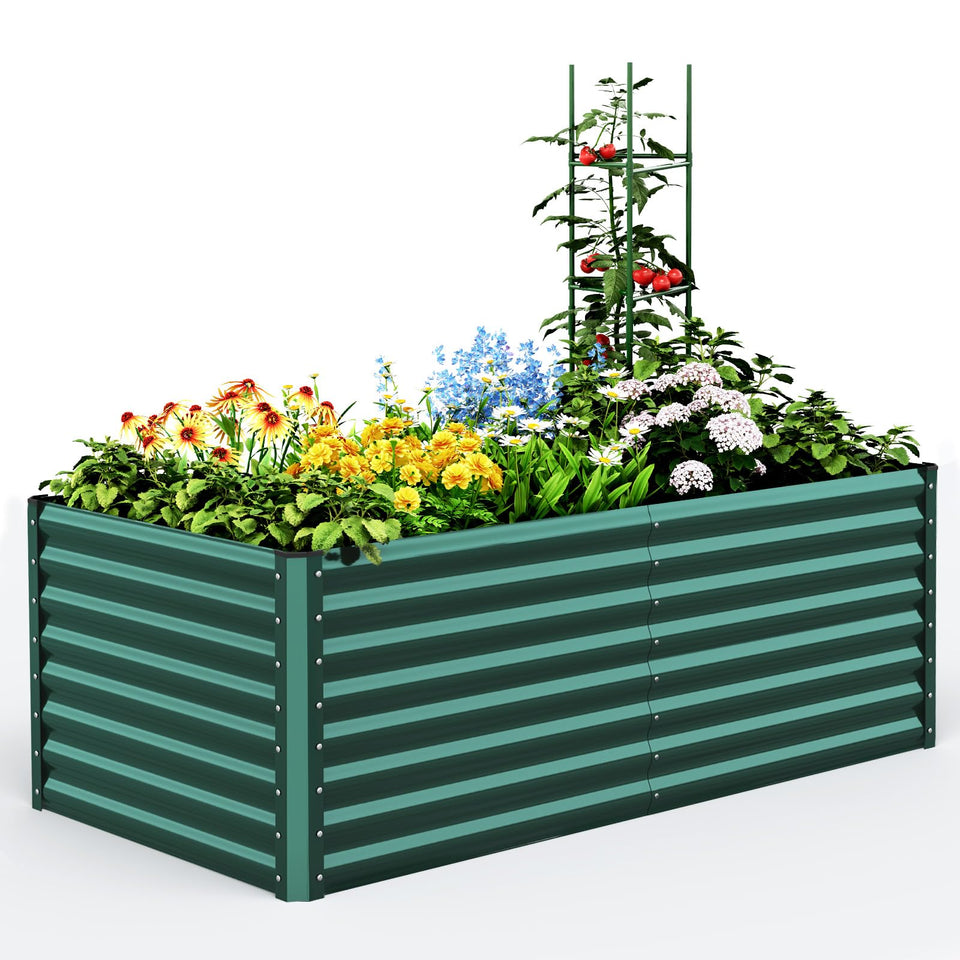 Quictent galvanized raised garden bed assembly shows a sturdy 6x3x2 ft frame for easy setup