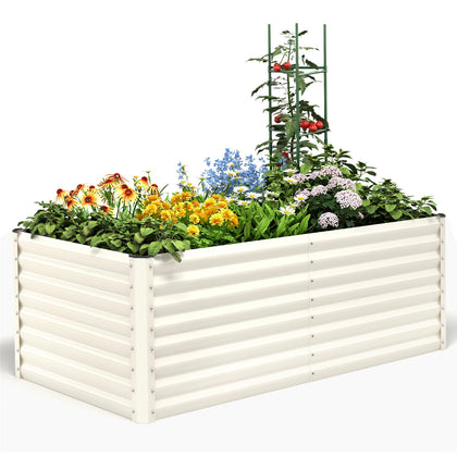 Quictent galvanized raised garden bed front view showing durable steel construction for outdoor use.