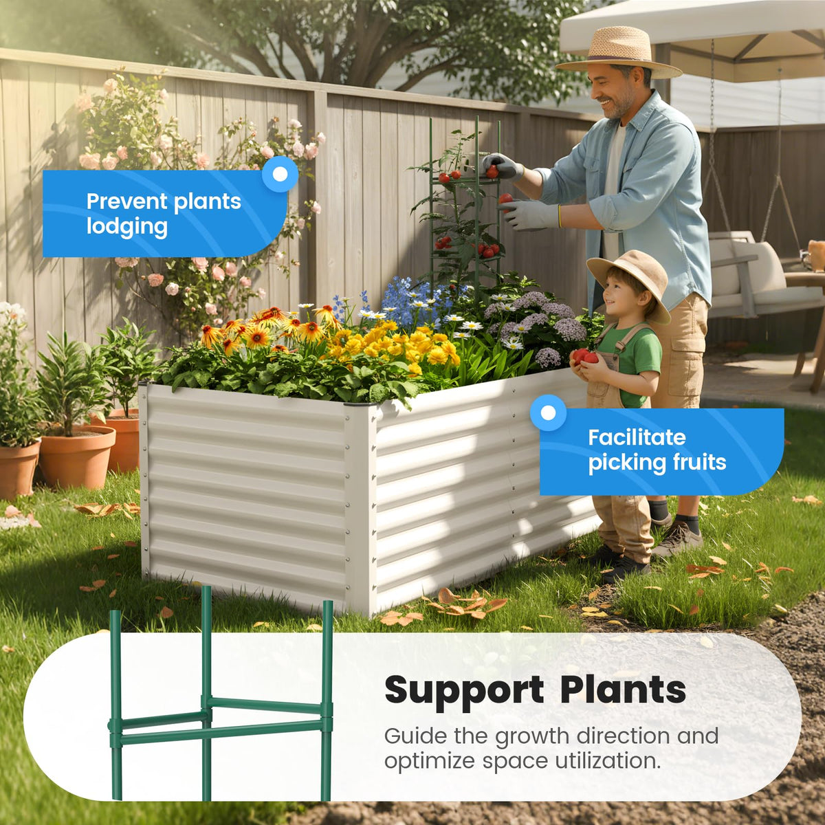 Quictent galvanized raised garden bed side view highlighting spacious depth for deep-root crops.