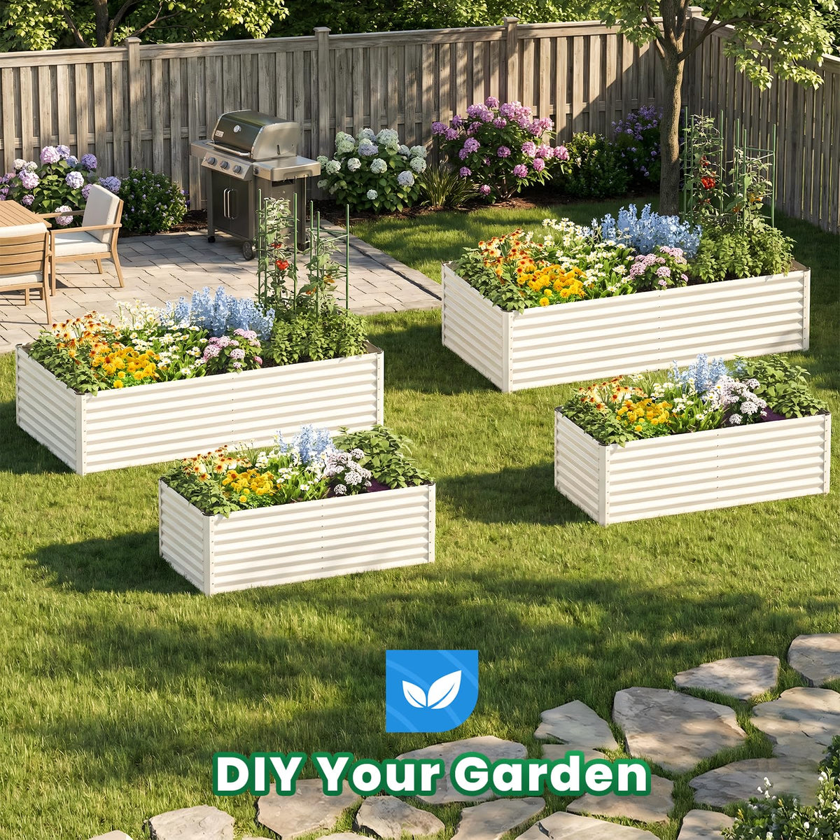 Quictent garden bed assembled in a backyard for easy setup.