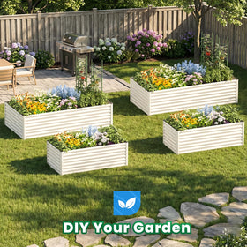 Quictent garden bed assembled in a backyard for easy setup.