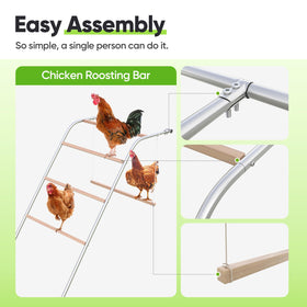 Quictent hybrid wood-metal perch slanted offers slip-resistant grip for roosting.