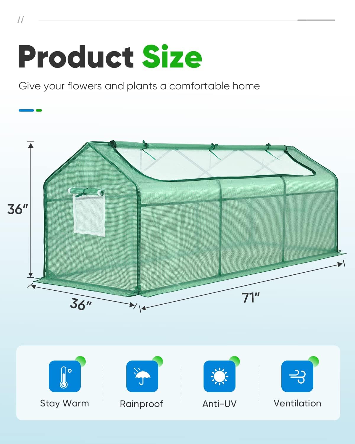 Quictent Mini Greenhouse includes eight stakes for stability