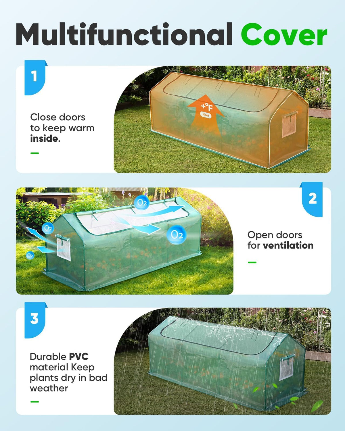 Quictent Mini Greenhouse vents roll up for adjustable airflow
