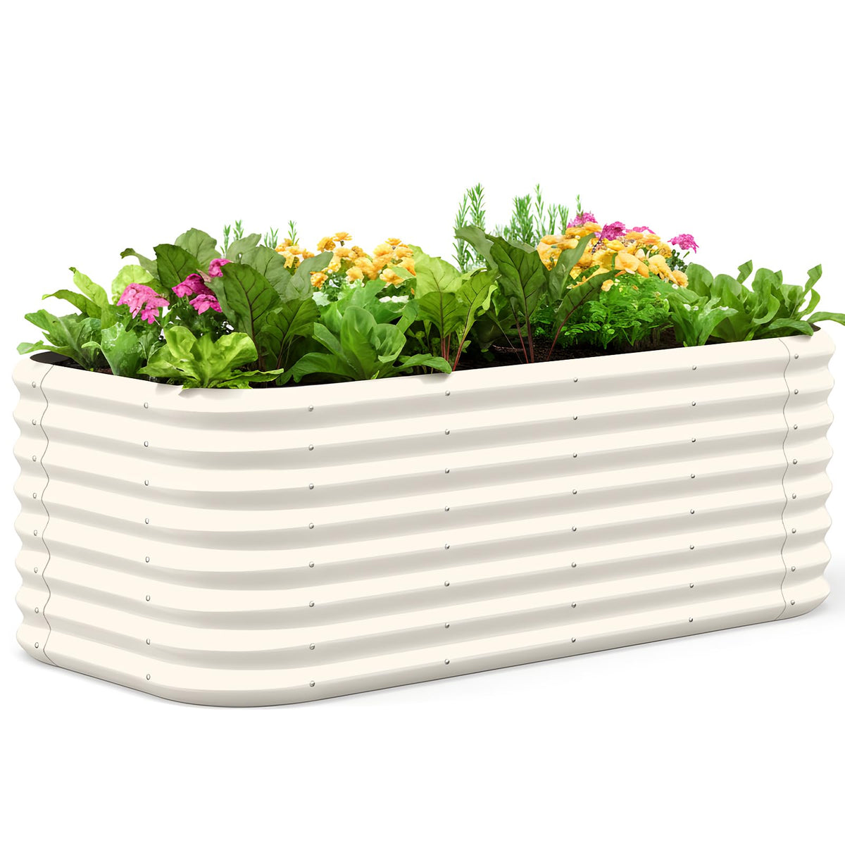 Quictent oval galvanized bed front view emphasizes sturdy construction for outdoor vegetable growing.