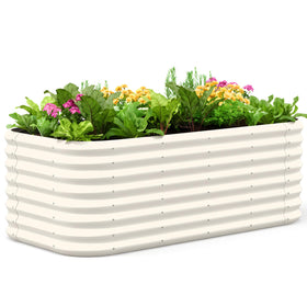 Quictent oval galvanized bed front view emphasizes sturdy construction for outdoor vegetable growing.