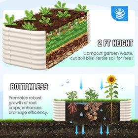 Quictent oval galvanized bed open bottom illustrates improved drainage and root health.