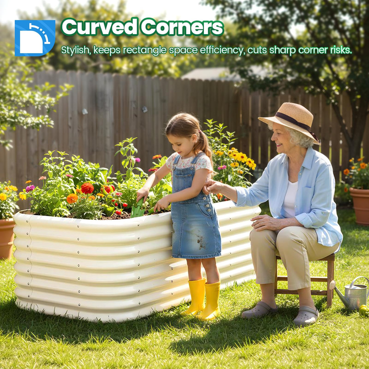 Quictent oval galvanized bed top view highlights space efficiency for raised garden layouts.