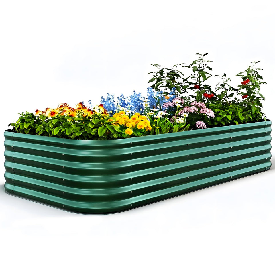 Quictent oval galvanized raised garden bed front view for vegetables