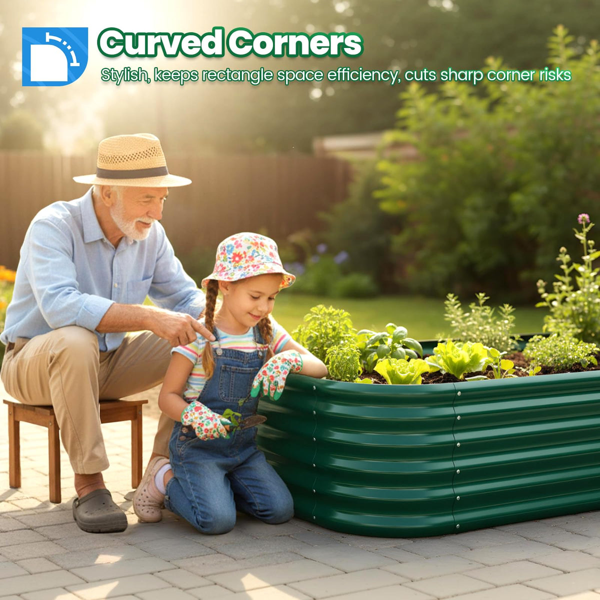 Quictent oval galvanized raised garden bed side view with structure
