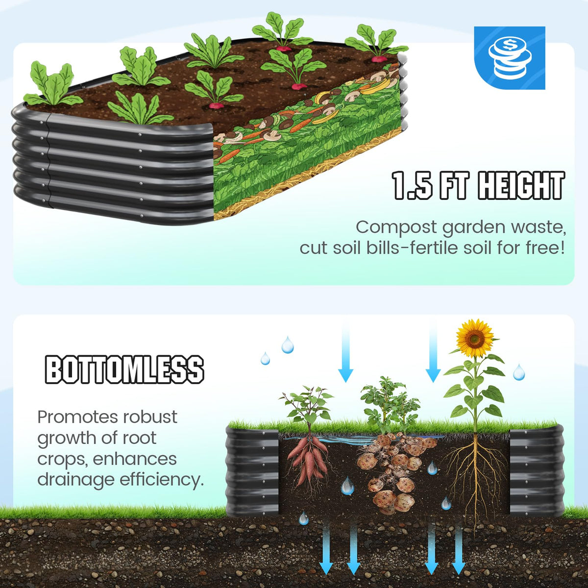 Quictent rolled edges safety design minimizes risk during planting and maintenance.
