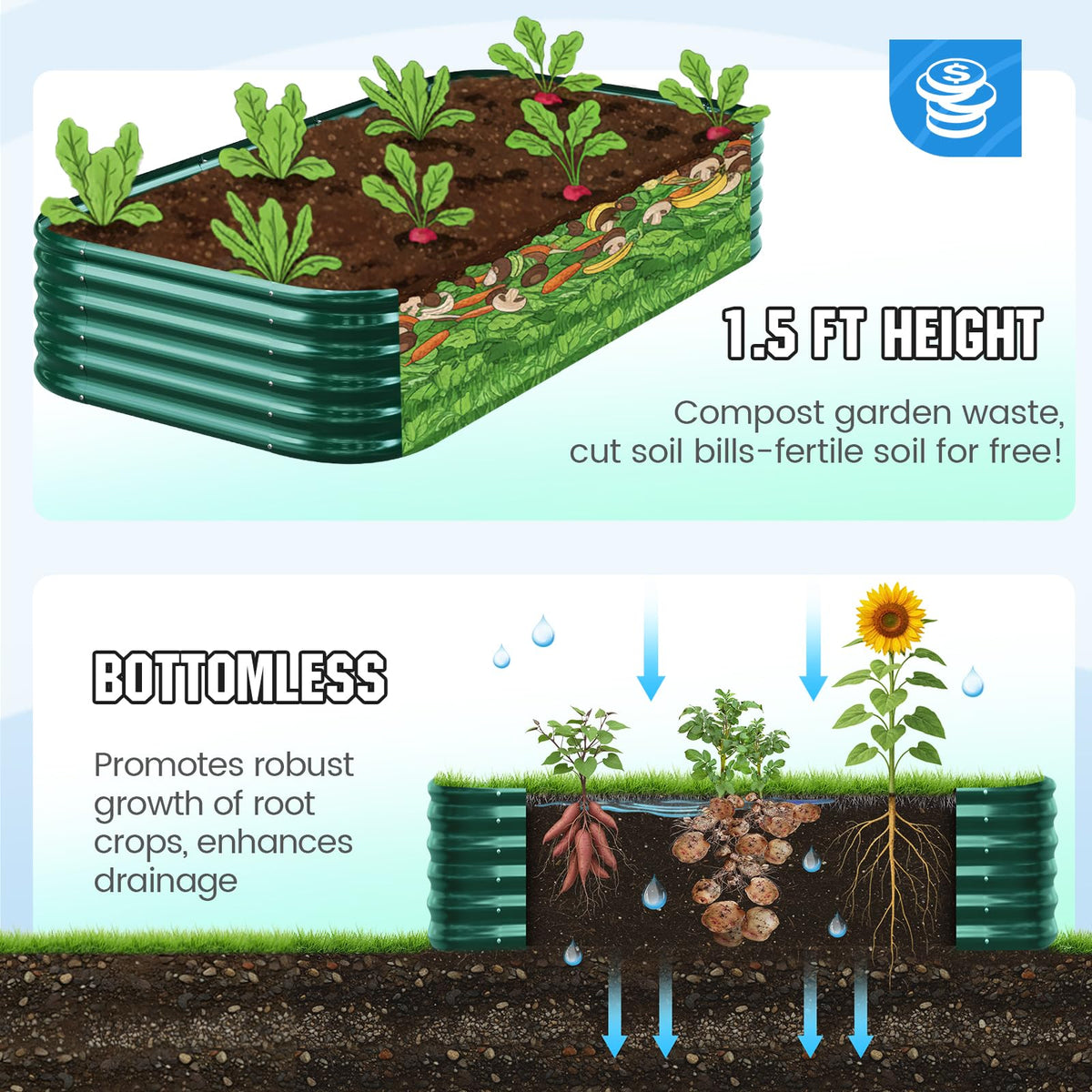 Quictent safety rolled edges for safe gardening