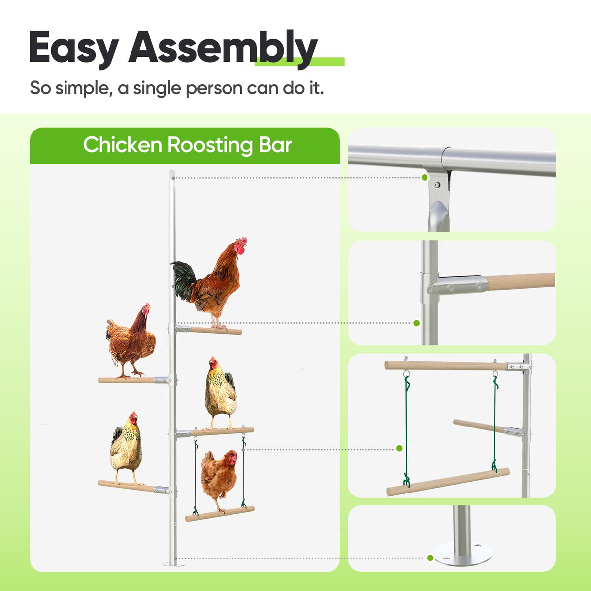Quictent weighted base keeps the poultry gym steady during play