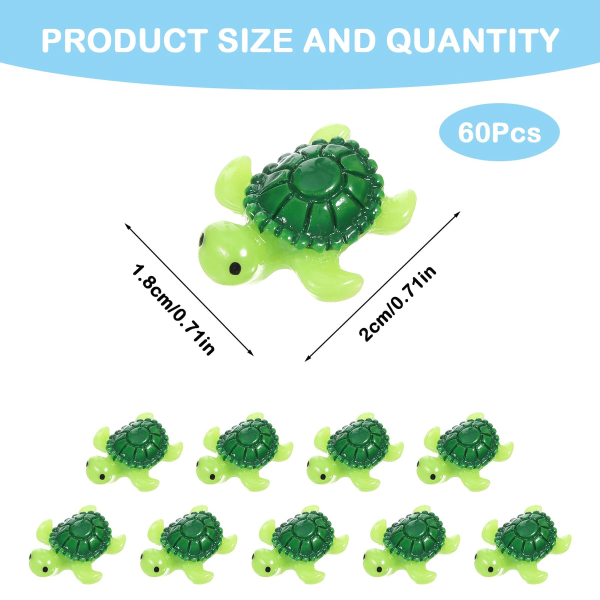 Quilax green tiny turtle figurines close-up for aquarium decor.