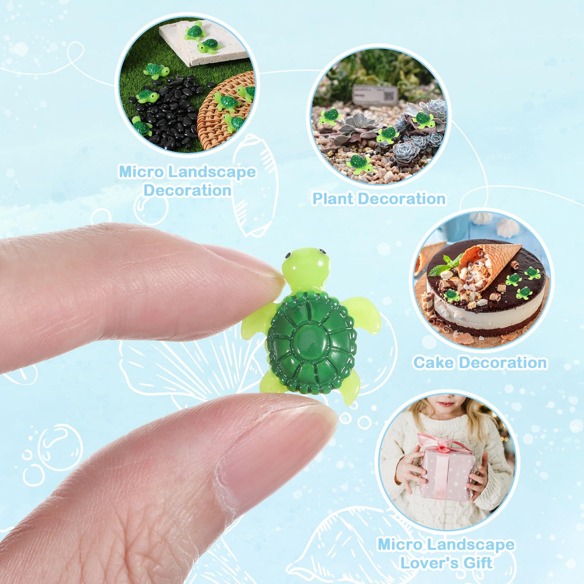 Quilax mini resin turtle for garden decoration and DIY projects.