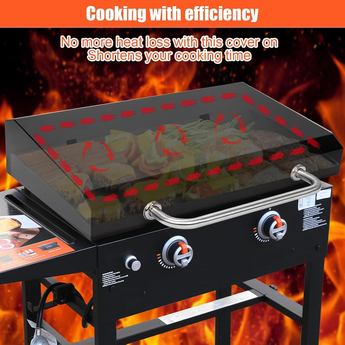 QuliMetal hinged hood design enabling easy 90° opening during grilling