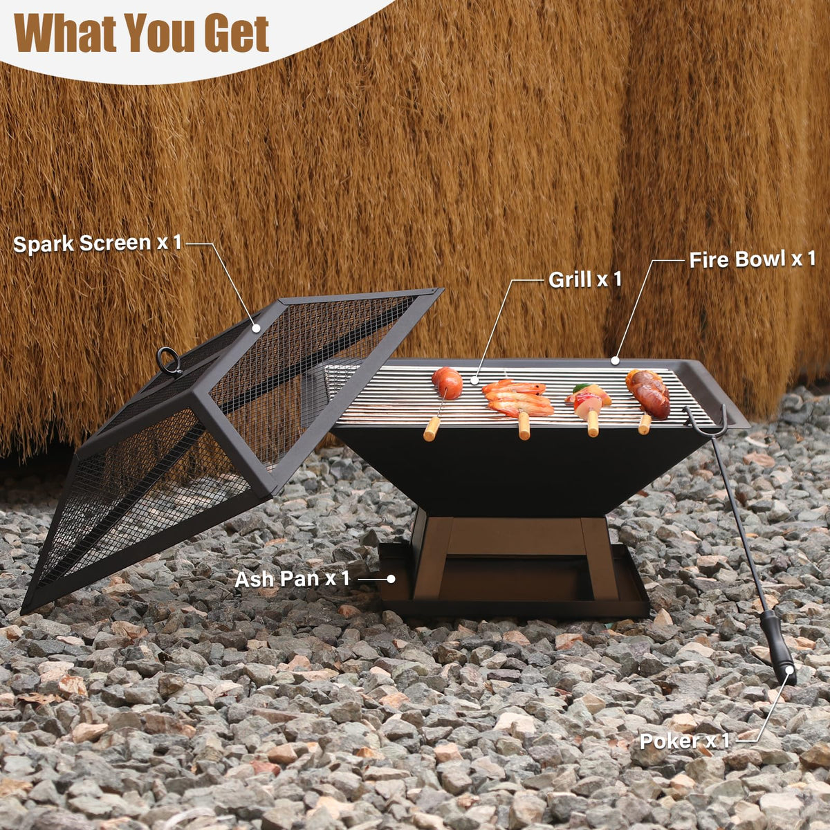 Quilushey high density mesh screen reduces sparks and concentrates heat