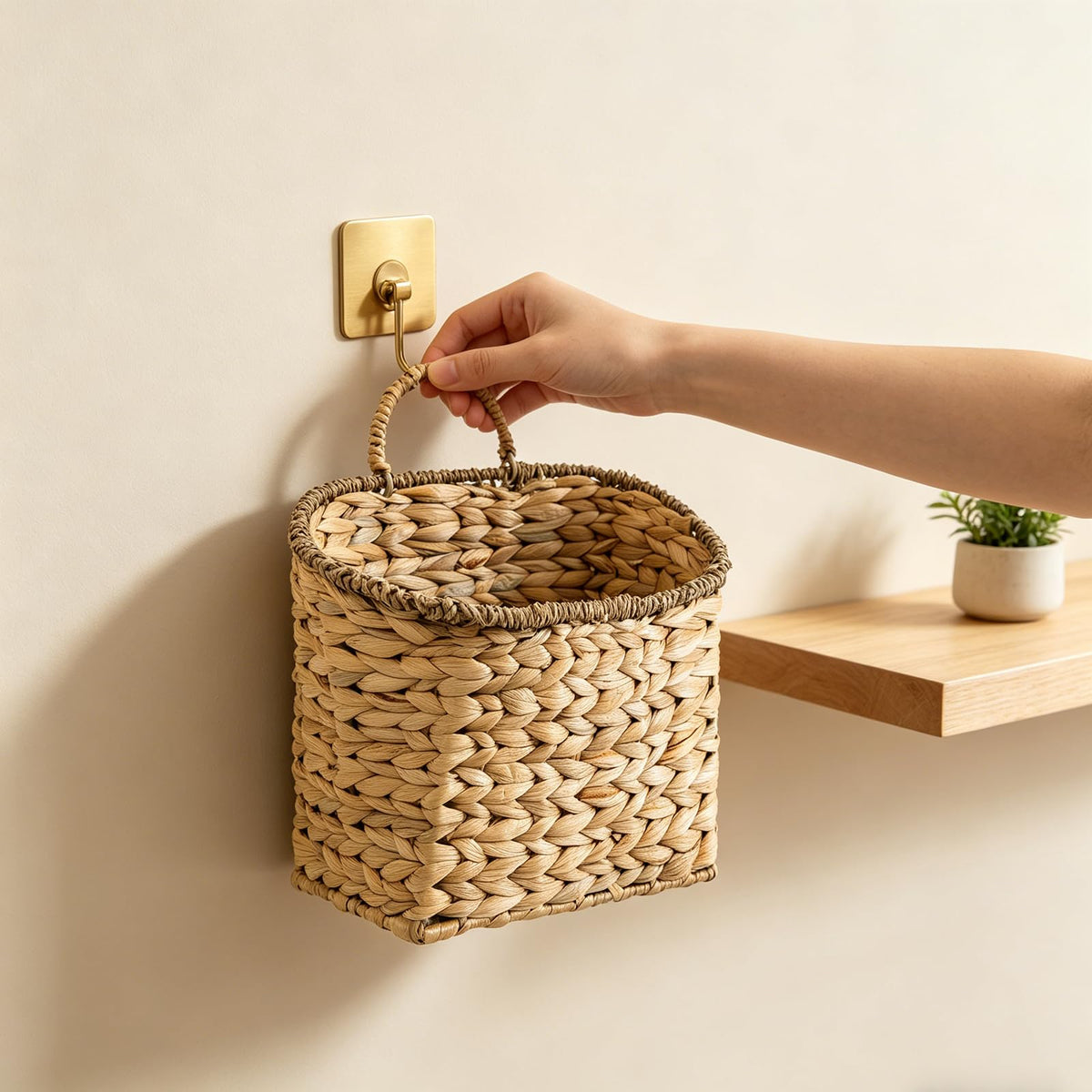 Quincry rustic front door display basket adding farmhouse charm.