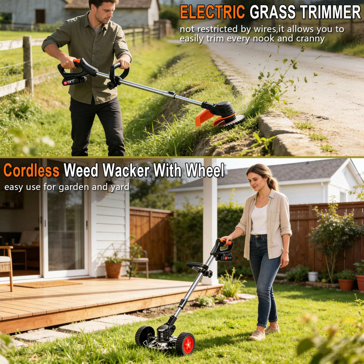 Quinitiles 21V weed wacker 0–90° head for precise edging