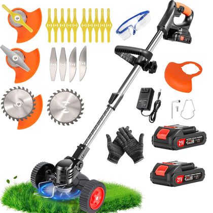 Quinitiles 21V cordless weed wacker assembly shown for quick setup and easy use