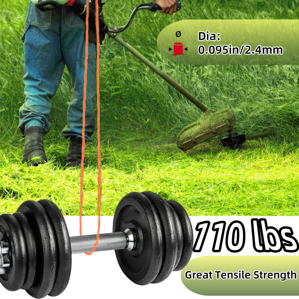 Quintillus 095 trimmer line compatible with Ego string trimmers for quick replacement