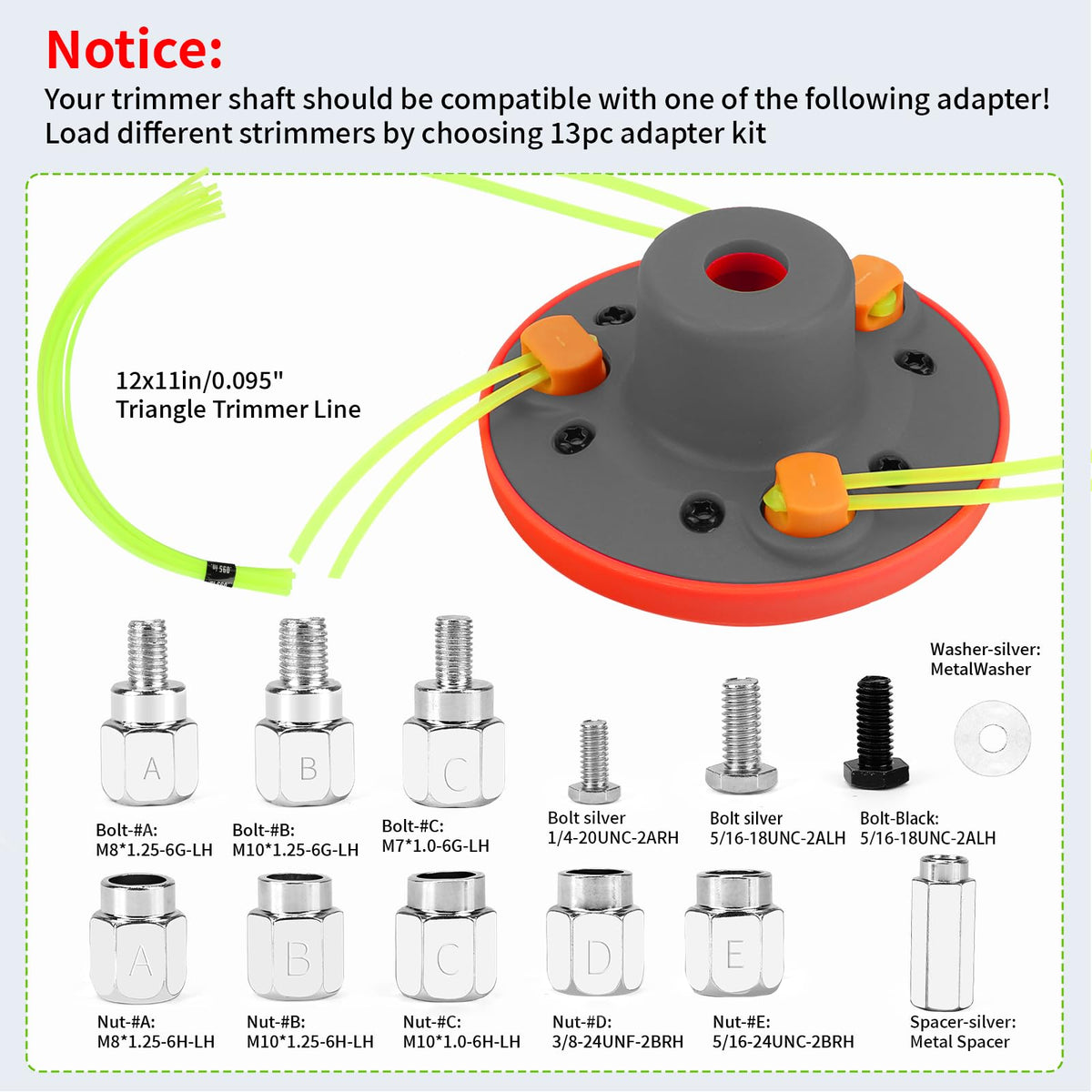 Quintillus H09 adapters demonstrate versatile shaft threading for many trimmers.