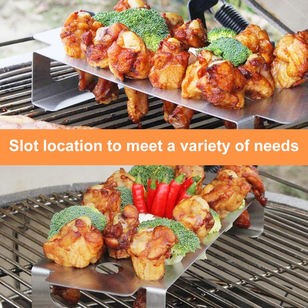 Quivorant pepper rack with dual handles for safe transport on grill.
