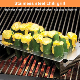 Quivorant silver jalapeno rack with sleek, modern look for kitchen tools.
