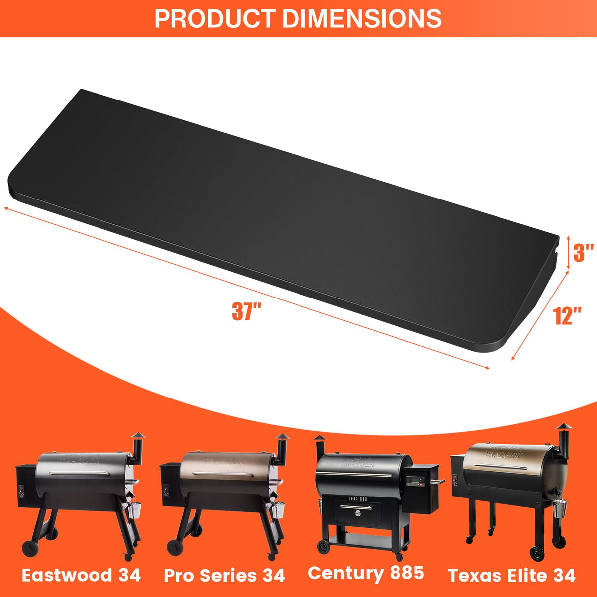 QuliMetal BAC363 folding shelf on Texas Elite 34 expands grill workspace