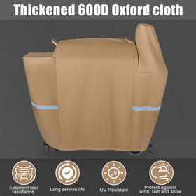 Adjustable straps secure the QuliMetal cover tightly to the grill during windy conditions.