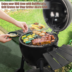 QuliMetal rust-resistant round grate makes cleanup quick after grilling.