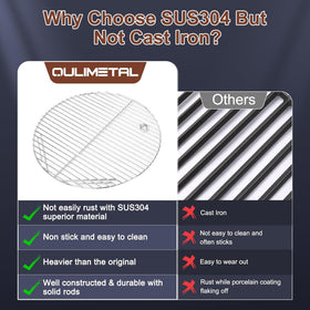 QuliMetal 20-inch kettle replacement grate avoids rust and warping over time.