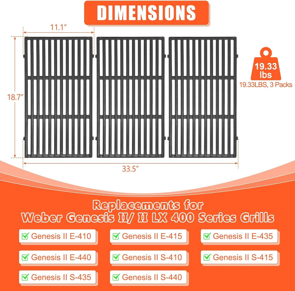 QuliMetal Weber grate compatible with 66089 and 66097 for easy upgrades.