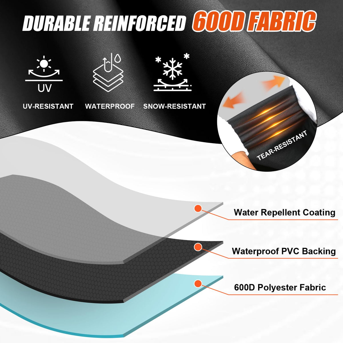 QuliMetal 65-inch grill cover with elastic drawstring secures against wind