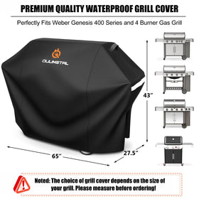 QuliMetal 65-inch grill cover with waterproof coating guards against rain and moisture