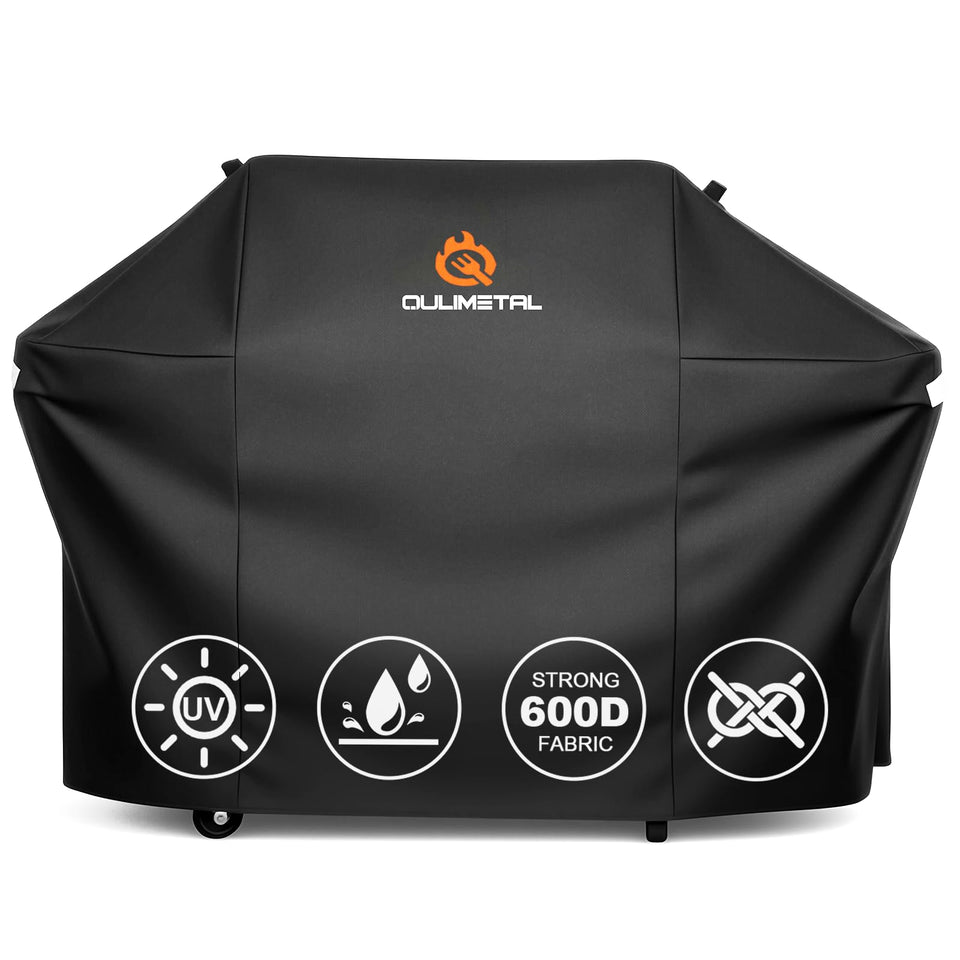QuliMetal 65-inch grill cover on Weber Genesis 400-series shields from rain and dust