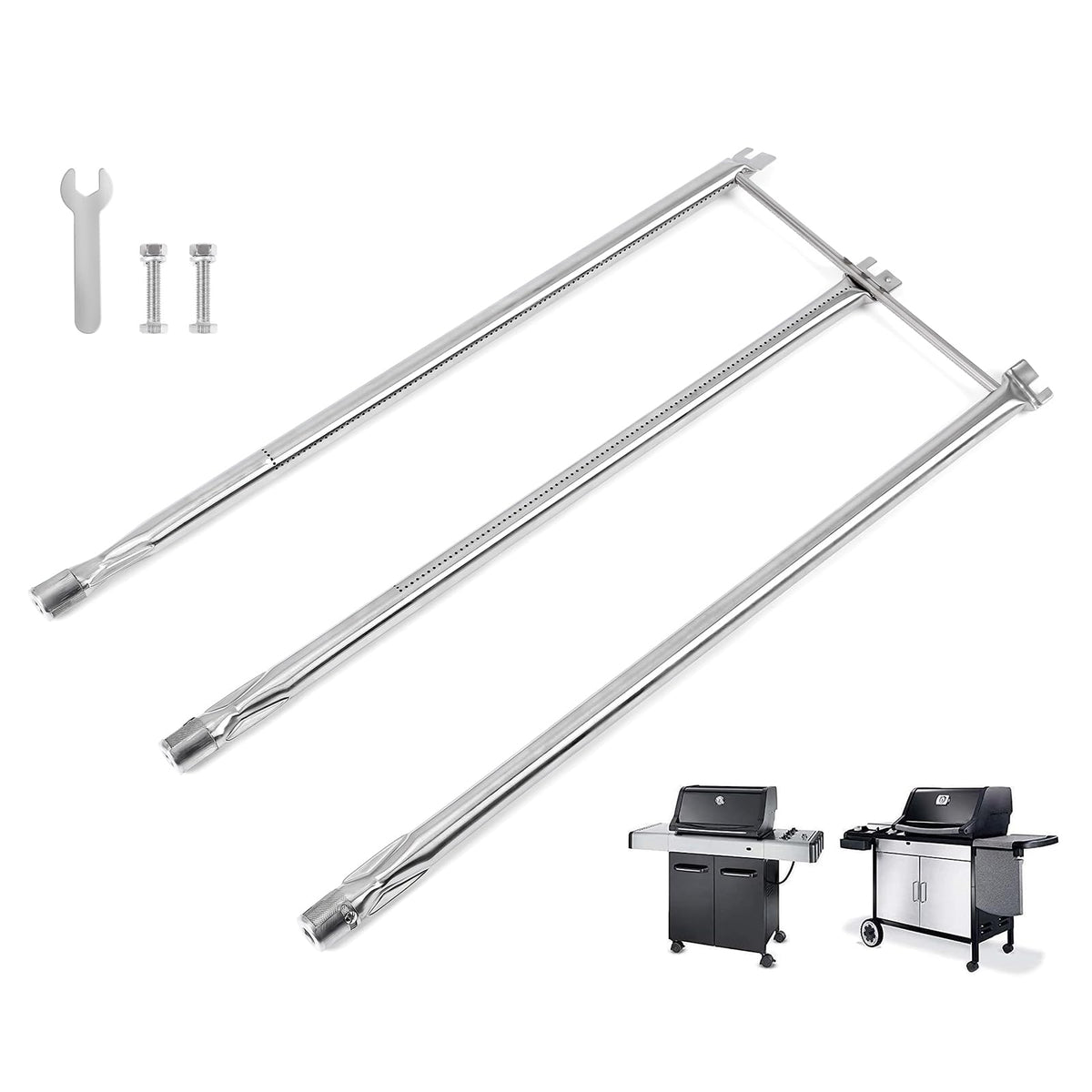 QuliMetal 7508 burner tube close-up for Weber Genesis Silver B/C, rust-resistant stainless steel.