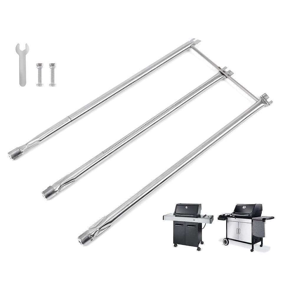 QuliMetal 7508 burner tube close-up for Weber Genesis Silver B/C, rust-resistant stainless steel.