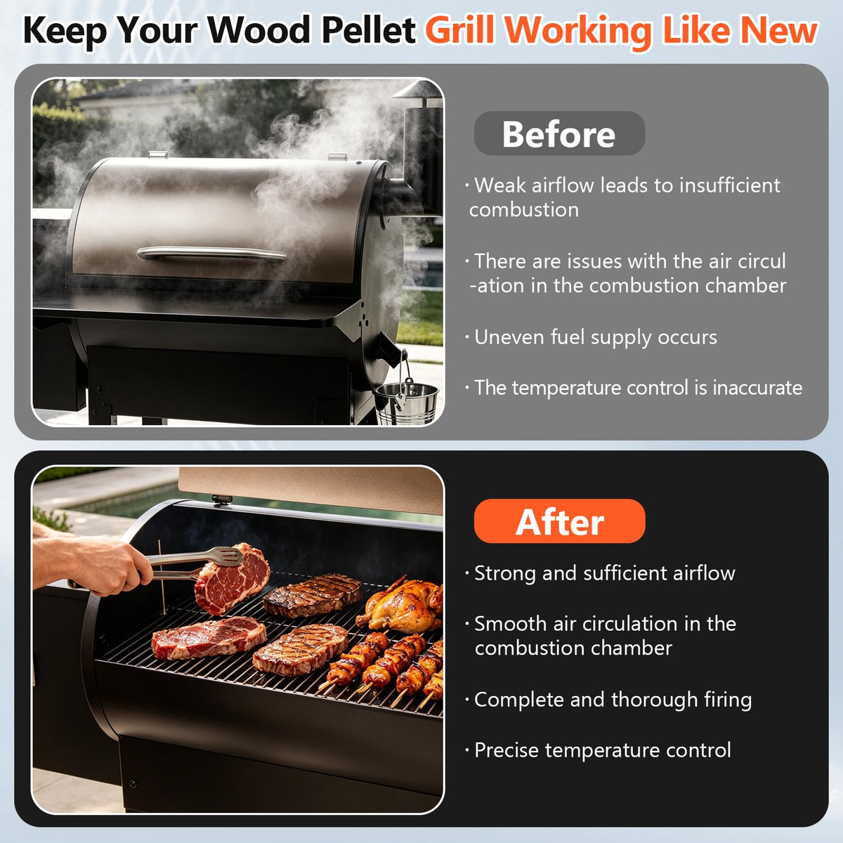 QuliMetal ash remover makes post-cook cleanup easier.