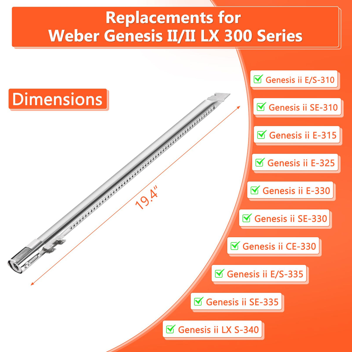 QuliMetal burner tubes for Genesis II LX 300-series ensure reliable performance