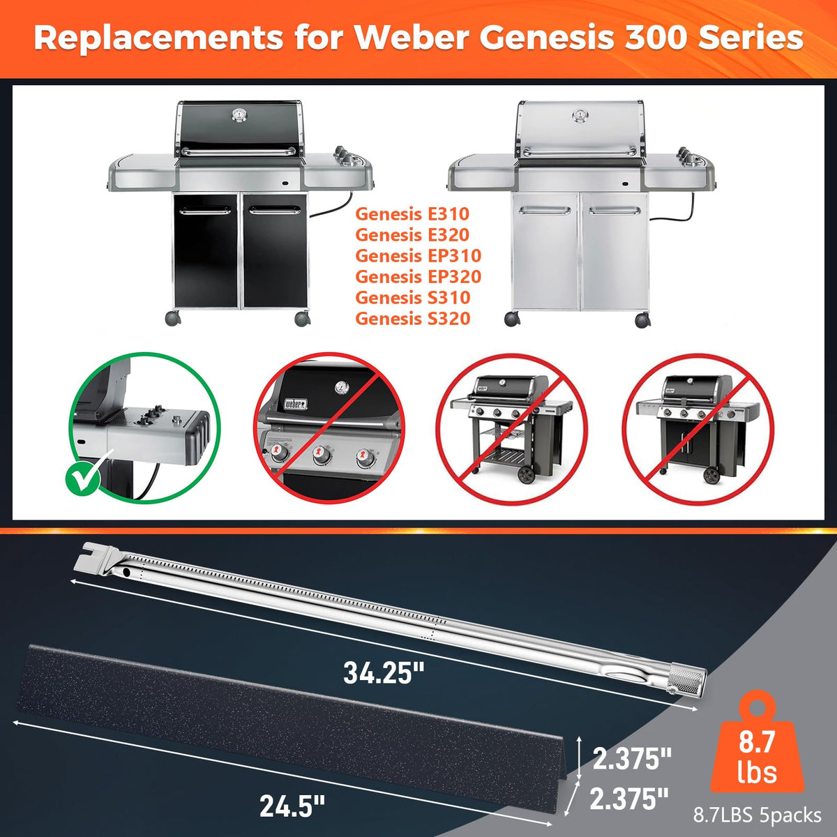 QuliMetal crossover burner provides steady flame for consistent searing across grates