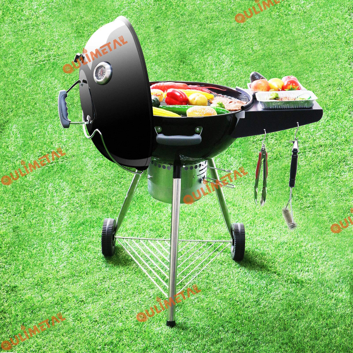 QuliMetal charcoal grill accessory adds organized lid storage space
