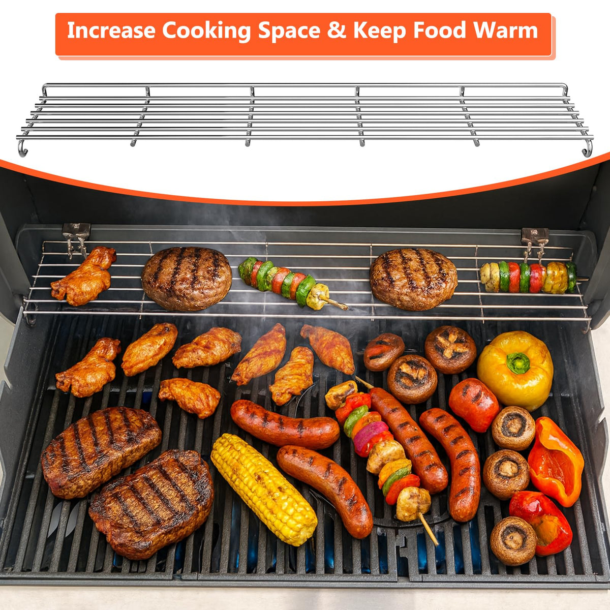 Expanded space helps keep side dishes warm during family barbecues