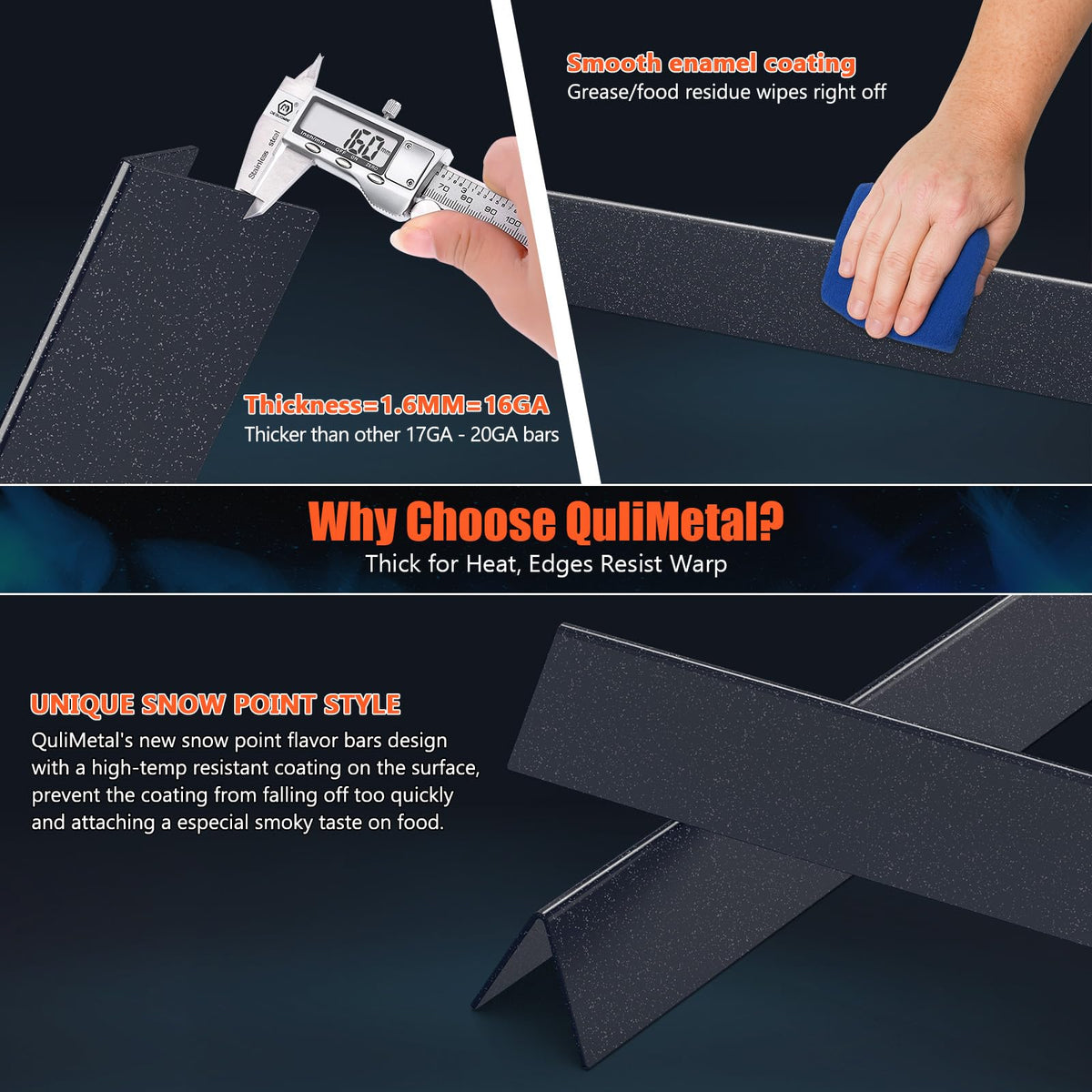 QuliMetal flavorizer bar set of five promotes even heat and flavorful sear