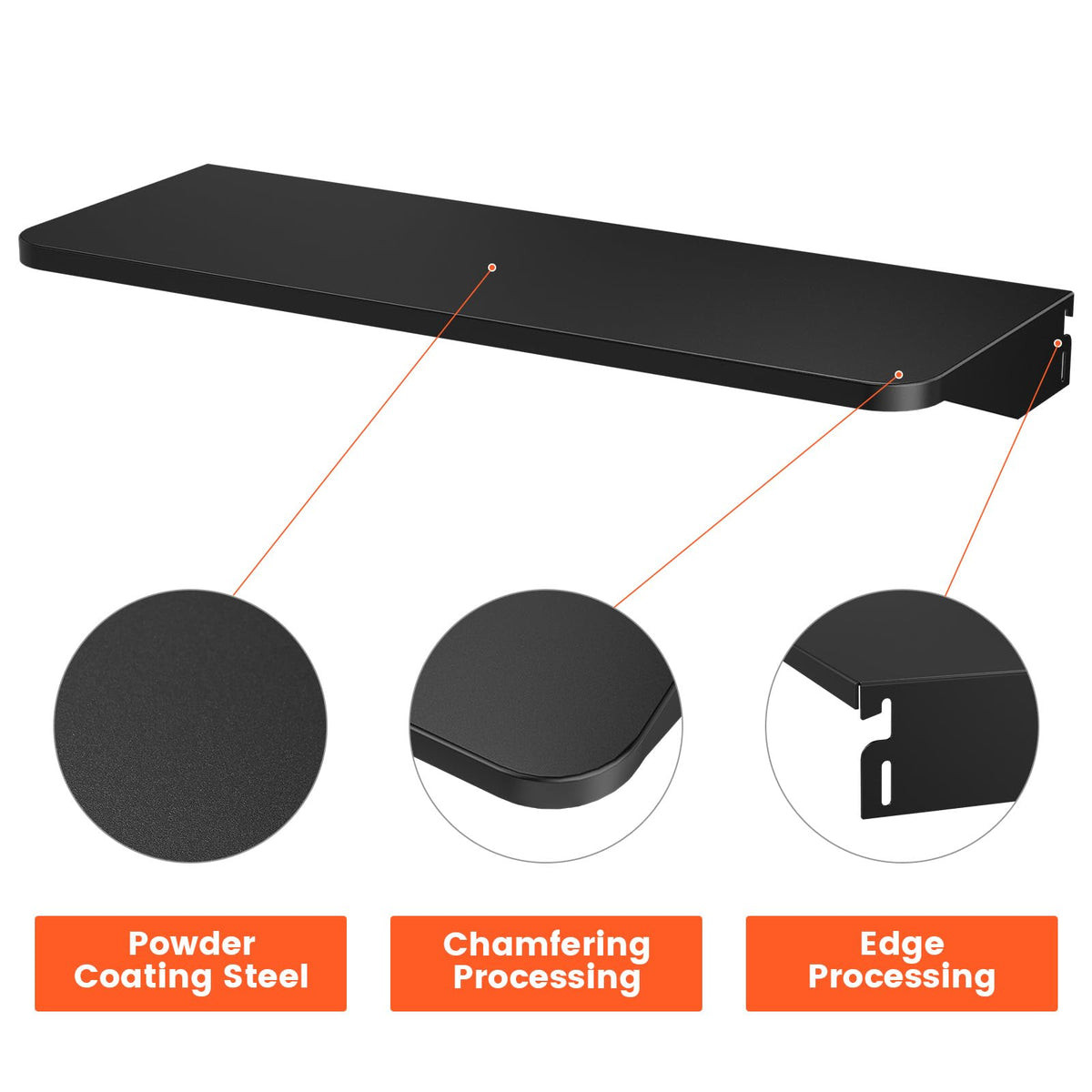 QuliMetal folding front shelf provides prep space and beverage area.