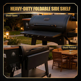 QuliMetal fold-down design front shelf saves space when not in use.
