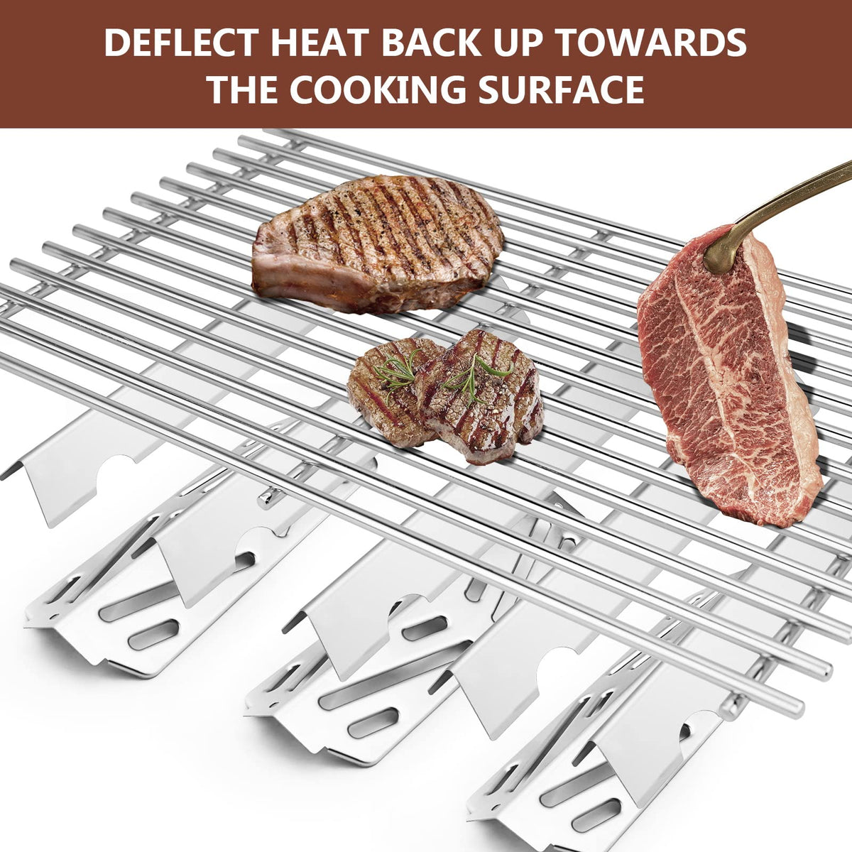 QuliMetal 304 stainless heat deflector close-up shows durable SUS304 construction