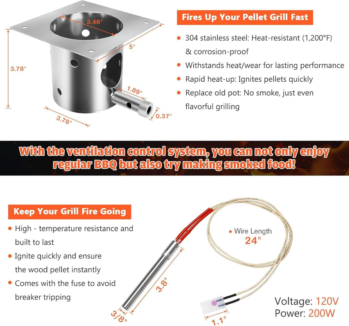 QuliMetal induction fan supports even airflow for uniform heat.