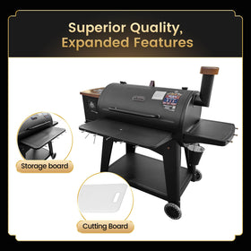 QuliMetal integrated cutting board simplifies prep and seasoning right at the grill.