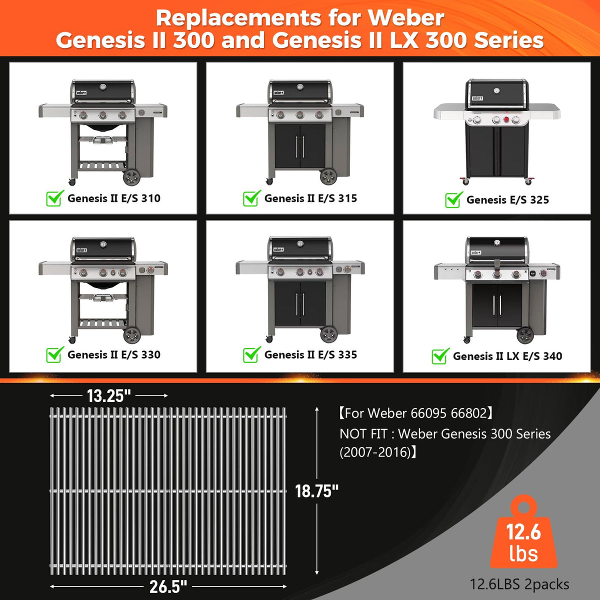 QuliMetal LX 300 Series grates delivering consistent heat distribution.